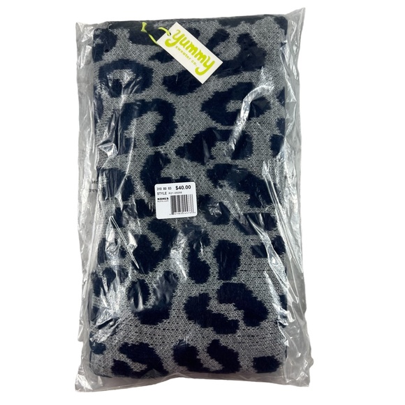 YUMMY SWEATER CO. Gray Leopard Fringe Scarf - Picture 3 of 3